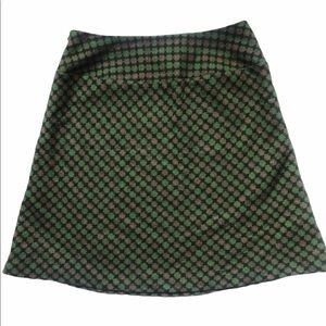 LOFT Green & Brown A-Line Wool Skirt